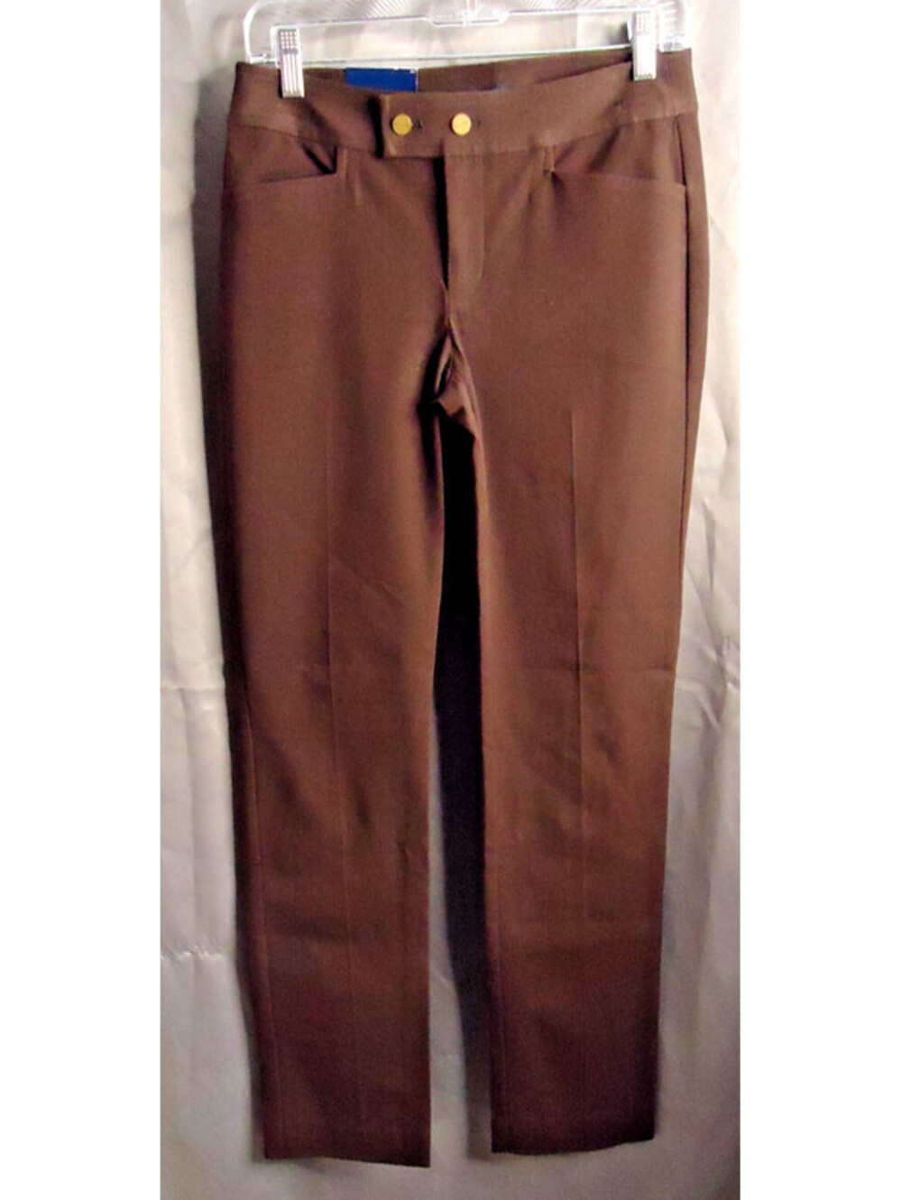 Chaps Petite Slimming Fit Regular Length Flat Front Dress Pants Size 4P Brown